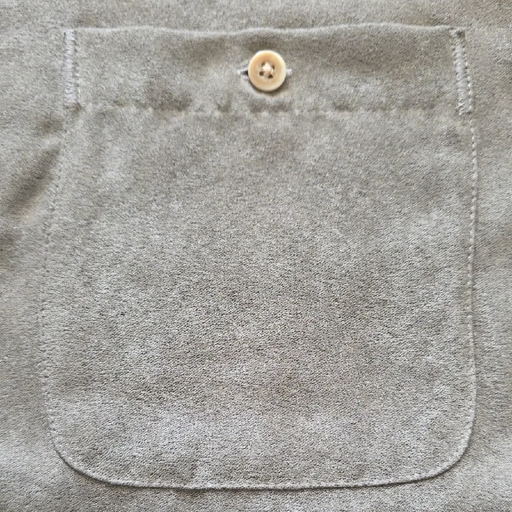 Geoffrey Beene Khaki Olive Microsueded Button Down Shirt Relaxed Large - Picture 5 of 14